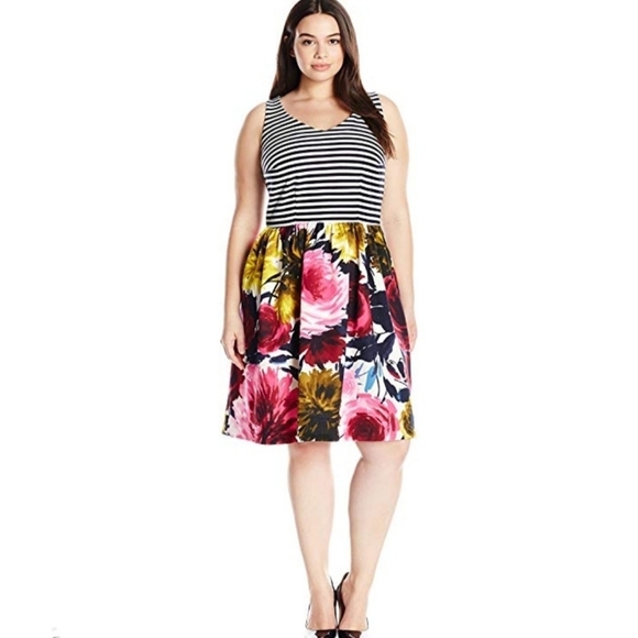 Just Taylor mixed media v neck dress - Picture 3 of 7